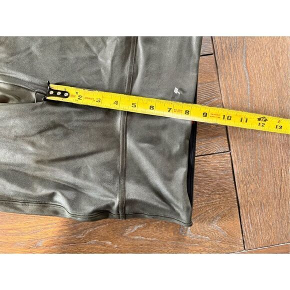 SPANX Rich Olive Green Faux Leather Liquid Leggings Size Small - Picture 7 of 8